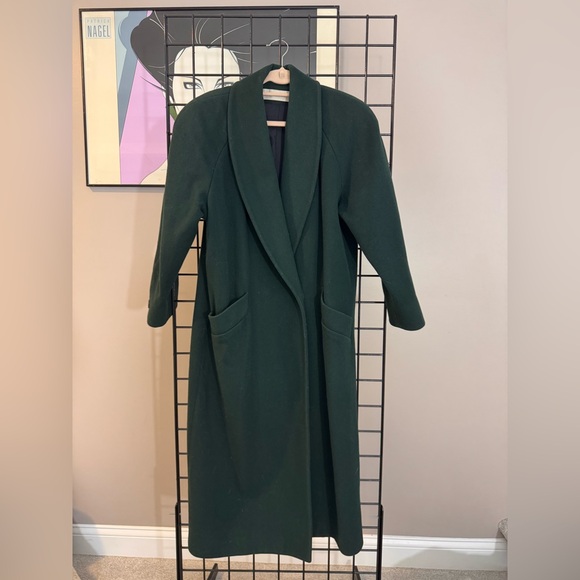 Vintage Jackets & Blazers - Jones New York vintage Chic Dark Green Overcoat